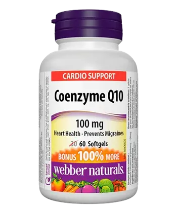 Webber Naturals Coenzyme Q10 100 мг Коензим Q10 Сърдечно Здраве и Антиоксидантна Защита - 60 гел капсули, 60 дози