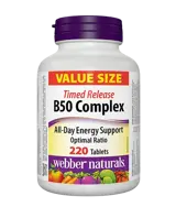 Webber Naturals Енергия, Мозъчна Дейност и Сърдечно Съдова Система Витамин В50 Комплекс - 220 таблетки, 220 дози