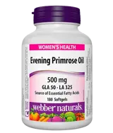 Webber Naturals Evening Primrose Oil 500 мг Вечерна Иглика Масло Ultra Prim - 180 софтгел капсули, 180 дози