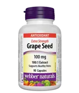 Webber Naturals Grape Seed Extract 100:1 100 мг Гроздово Семе - 90 капсули, 90 дози