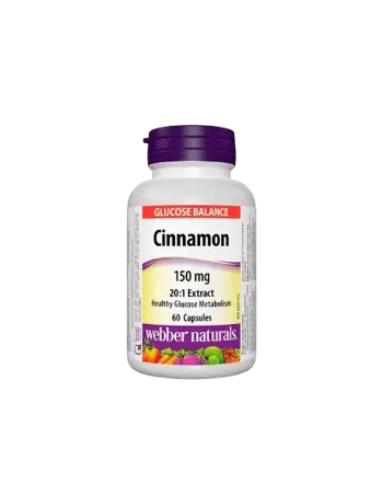Webber Naturals Канела 150 мг За Балансирани Нива на Кръвната Захар - 60 капсули, 60 дози