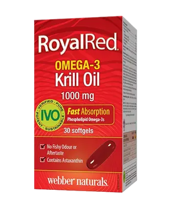 Webber Naturals Krill Oil + Omega 3 RoyalRed 1000 мг Омега-3 Крил Масло - 30 гел капсули, 30 дози