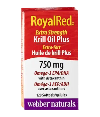 Webber Naturals Krill Oil + Omega-3 and Astaxanthin RoyalRed Тройна Комбинация в Подкрепа на Сърцето и Мозъка Крил Масло + Омeга-3 и Астаксантин RoyalRed - 120 софтгел капсули, 120 дози