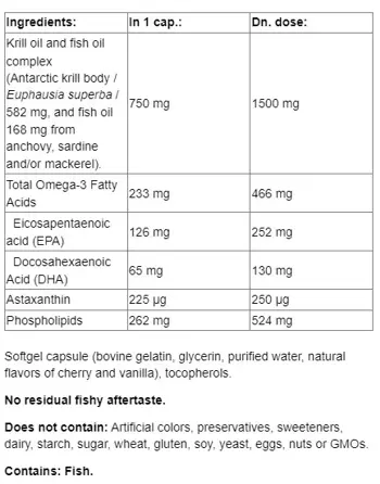 Webber Naturals Krill Oil + Omega-3 and Astaxanthin RoyalRed Тройна Комбинация в Подкрепа на Сърцето и Мозъка Крил Масло + Омeга-3 и Астаксантин RoyalRed - 120 софтгел капсули, 120 дози
