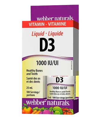 Webber Naturals Liquid Vitamin D3 1000 IU Течно Витамин D3 - 25 мл, 100 дози