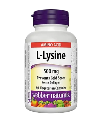 WEBBER NATURALS L-Lysine 500 мг Л-Лизин Имунна система - 60 веге капсули, 60 дози