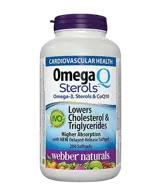 Webber Naturals Lowers Cholesterol Omega 3 and CoQ10 Oмега-3, Растителни Стероли и Коензим Q10 - 200 гел капсули със забавено освобождаване, 100 дози