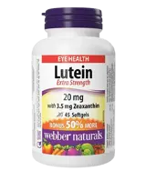 Webber Naturals Lutein 20 мг with Zeaxanthin 3.5 мг Extra Strength Очно Здраве Лутеин + Зеаксантин - 45 софтгел капсули, 45 дози