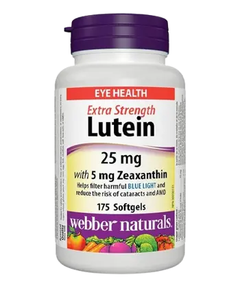 Webber Naturals Lutein 25 мг with Zeaxanthin 5 мг Extra Strength Зрение Лутеин + Зеаксантин - 175 софтгел капсули, 175 дози