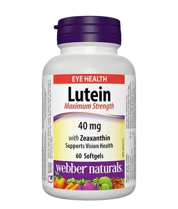 Webber Naturals Lutein with Zeaxanthin Extra Strength 40 мг Лутеин и Зеаксантин В Подкрепа на Зрението - 60 софтгел капсули за 2 месеца прием, 60 дози
