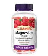 Webber Naturals Magnesium Citrate 75 мг Мускулна и Нервна Система Магнезий Цитрат  - 75 желирани таблетки с вкус на малина, 75 дози