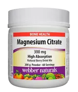 Webber Naturals Magnesium Citrate Powder 300 мг Магнезий Цитрат с Висока Абсорбация - 200 грама прах с вкус на горски плодове, 60 дози