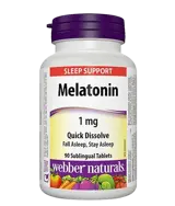Webber Naturals Melatonin При безсъние Мелатонин 1 мг - 90 сублингвални таблетки, 90 дози