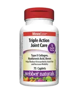 Webber Naturals MoveEase™ Triple Action Joint Care Тройна Грижа за Ставите с Колаген, Бор и Хиалуронова Киселина - 75 каплети, 75 дози