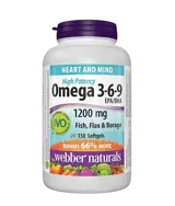 Webber Naturals Omega 3-6-9 1200 мг В Подкрепа на Имунитета, Зрението и Мозъчната Функция Омега 3-6-9