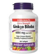 Webber Naturals Памет и Концентрация 120 мг Гинко Билоба - 180 софтгел капсули, 180 дози
