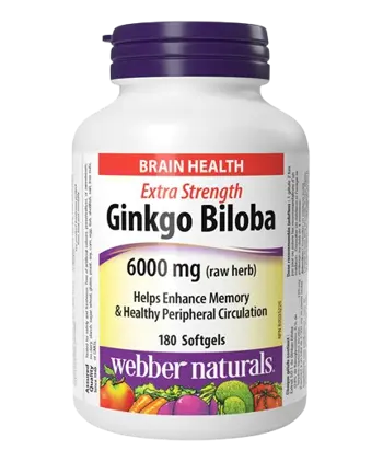 Webber Naturals Памет и Концентрация 120 мг Гинко Билоба - 180 софтгел капсули, 180 дози