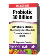 Webber Naturals Probiotic 30 Billion Active 8 Probiotic Strains Пробиотик, 30 млрд. Активни Пробиотици, 8 Пробиотични Щама - 30 веге капсули, 30 дози