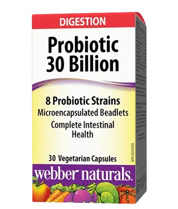 Webber Naturals Probiotic 30 Billion Active 8 Probiotic Strains Пробиотик, 30 млрд. Активни Пробиотици, 8 Пробиотични Щама - 30 веге капсули, 30 дози