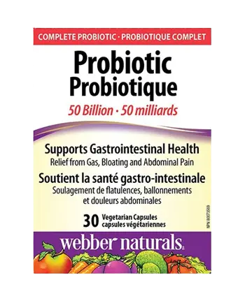 Webber Naturals Probiotic 50 Billion Active Probiotics Пробиотик 50 млрд. Активни Пробиотици Probiotic 50 Billion 10 щама - 30 веге капсули, 30 дози