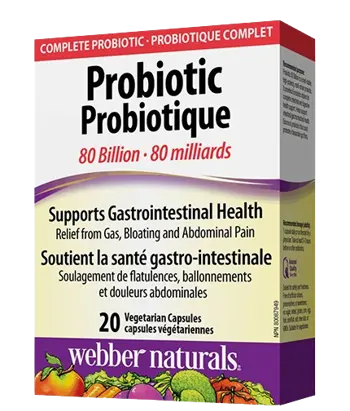 Webber Naturals Probiotic 80 Billion Active Probiotics Пробиотик, 80 млрд. Активни Пробиотици - 20 веге капсули, 20 дози