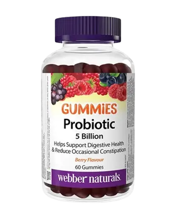 Webber Naturals Probiotic Gummies 5 Billion Berry Flavor Пробиотик Гъми 5 млрд. Aктивни Пробиотици - 60 желирани таблетки с вкус на горски плодове, 60 дози