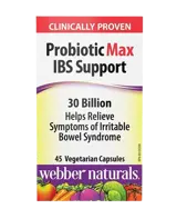 Webber Naturals Probiotic Max IBS Support with 30 Billion Active Cells Пробиотик Max IBS Support (синдром на раздразнените черва) - 45 веге капсули, 45 дози