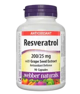 Webber Naturals Resveratrol with Grape Seed Ресвератрол 200 мг с Гроздово Семе 25 мг - 90 капсули, 90 дози