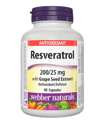 Webber Naturals Resveratrol with Grape Seed Ресвератрол 200 мг с Гроздово Семе 25 мг - 90 капсули, 90 дози