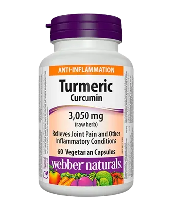 Webber Naturals Turmeric Curcumin 600 мг Екстракт от Куркума При Възпаление и Болка - 60 капсули, 60 дози