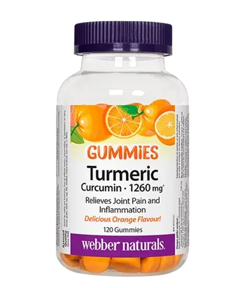 Webber Naturals Turmeric Curcumin Gummies Куркума - 120 желирани таблетки с вкус на портокал, 120 дози