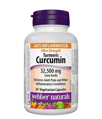 Webber Naturals Turmeric Curcumin Ultra Strength 500 мг Куркума и Черен Пипер (еквивалент на 32 500 мг сурова куркума) - 30 веге капсули, 30 дози