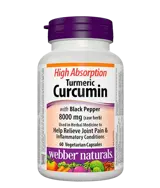 Webber Naturals Turmeric Curcumin With Black Pepper Куркума с Черен Пипер с Противовъзпалително Действие Срещу Инфекции и Ставни Проблеми - 60 веге капсули за 2 месеца прием, 60 дози