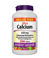Webber Naturals Ultra Calcium Ултра Калций 650 мг (Карбонат, Цитрат, Фумарат, Малат, Сукцинат) Здрави Кости и Зъби - 280 таблетки, 280 дози