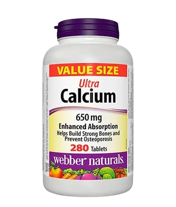 Webber Naturals Ultra Calcium Ултра Калций 650 мг (Карбонат, Цитрат, Фумарат, Малат, Сукцинат) Здрави Кости и Зъби - 280 таблетки, 280 дози