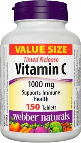 Webber Naturals Vitamin C 1000 мг with Rose Hips Витамин С (с Удължено Освобождаване) - 150 таблетки, 150 дози