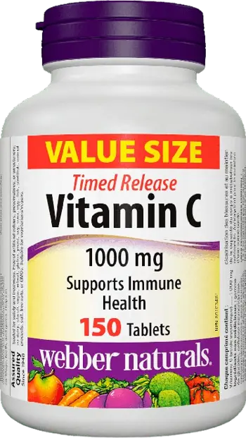 Webber Naturals Vitamin C 1000 мг with Rose Hips Витамин С (с Удължено Освобождаване) - 150 таблетки, 150 дози