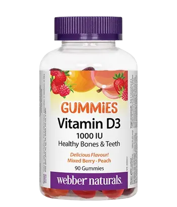 Webber Naturals Vitamin D3 Gummies 1000 IU Витамин D3 - 90 желирани таблетки, 90 дози