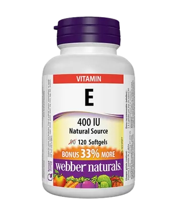 Webber Naturals Vitamin E 400 IU Витамин Е (d-алфа токоферил ацетат) - 120 софтгел капсули, 120 дози