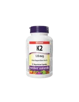 Webber Naturals Витамин K2 120 µg За Здрави Кости и Кръвоносни Съдове - 75 веге капсули, 75 дози