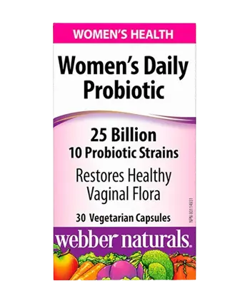 Webber Naturals Women’s Daily Probiotic 25 Billion Пробиотик за Жени 25 млрд. Активни Пробиотици, 10 щама - 30 веге капсули, 30 дози