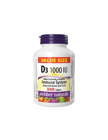 Webber Naturals Здрави Кости и Силен Имунитет Витамин D3 1000 IU - 500 таблетки, 500 дози