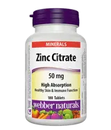 Webber Naturals Zinc Citrate 50 мг Цинк (Цитрат) - 180 таблетки, 180 дози
