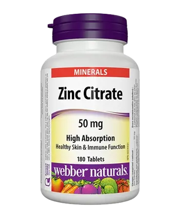 Webber Naturals Zinc Citrate 50 мг Цинк (Цитрат) - 180 таблетки, 180 дози