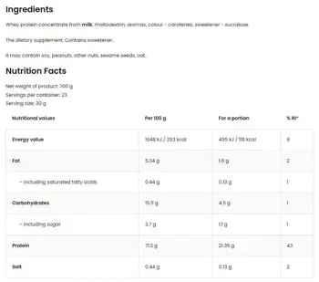 OstroVit Whey Protein 100% Whey Protein Concentrate За мускулен растеж и възстановяване