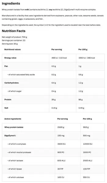 Whey Protein Isolate + DigeZyme® Digestive Enzymes