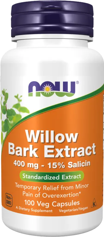 NOW Foods Willow Bark Extract 400 мг Кора от Върба - 100 веге капсули, 50 дози