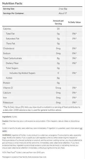 NOW Foods Xylitol Powder 100% Pure Ксилитол на Прах - 454 грама