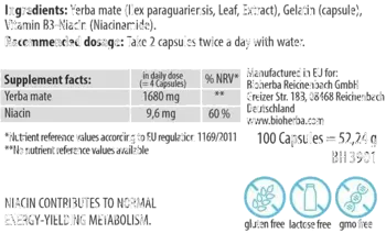 Bioherba Yerba Mate Extract 420 mg Екстракт от Йерба Мате х 100 капсули