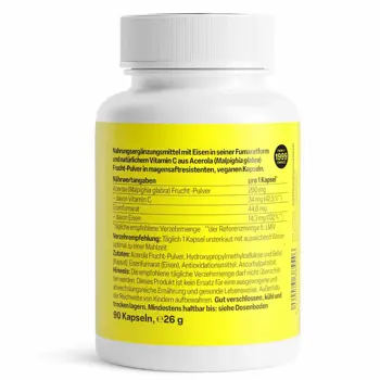 ZEINpharma Желязо с Витамин С от Ацерола Ferromarat В подкрепа на енергията и имунитета х 90 капсули